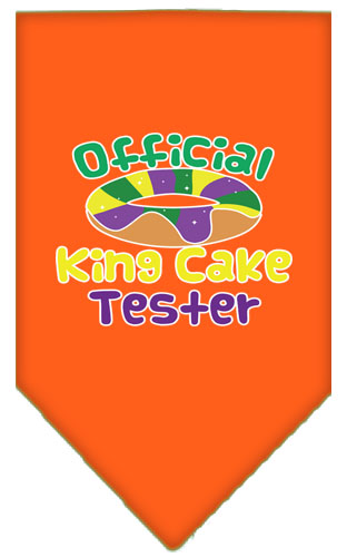 King Cake Taster Screen Print Mardi Gras Bandana Orange Large